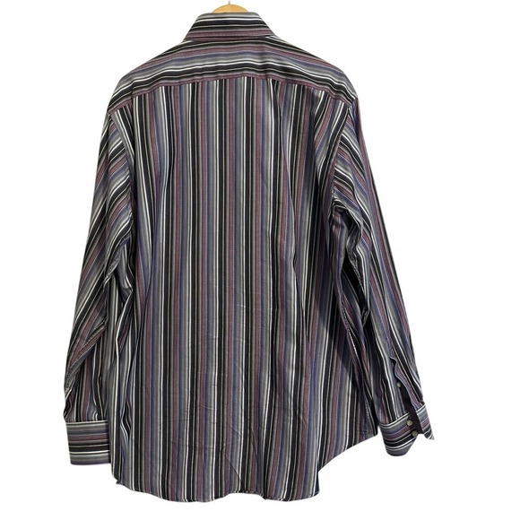 Thomas Dean Shirt Mens XXL MultiColored Striped‎ Flip Cuff Long Sleeve - Picture 2 of 6